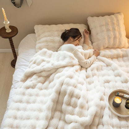 White Comforter Rabbit Bubble Velvet bedding cover