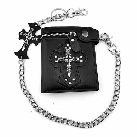 Cross Wallet Pendant With Chain black