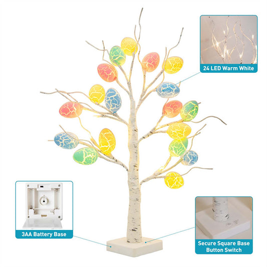 Easter Egg LED Light 60cm Birch Tree Table Lamp Decoration