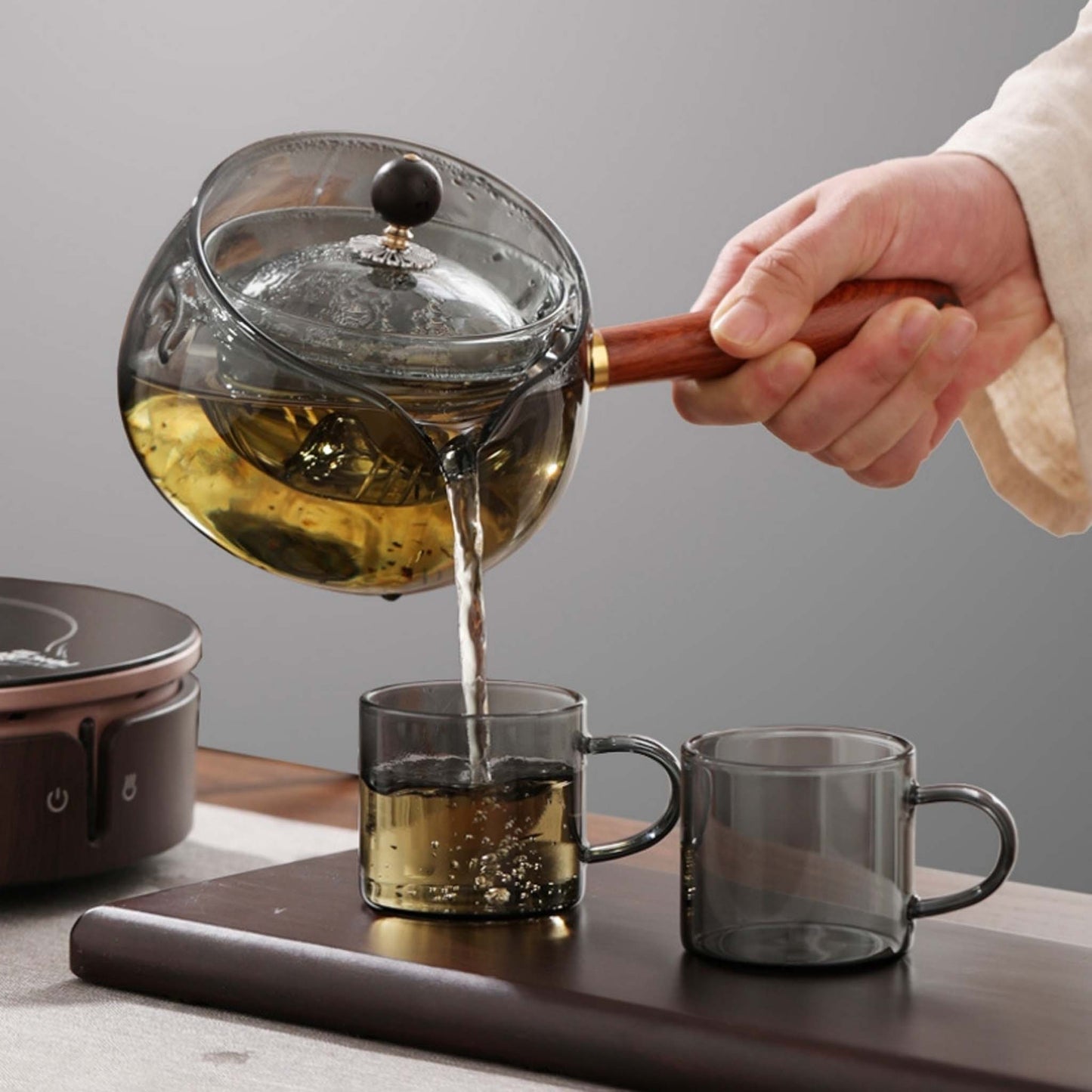 Teapot Semi-automatic Rotary Heat-resistant Glass