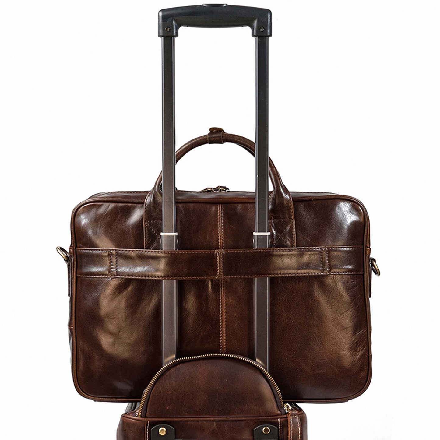 Computer Bag Cowhide Shoulder Messenger brown 