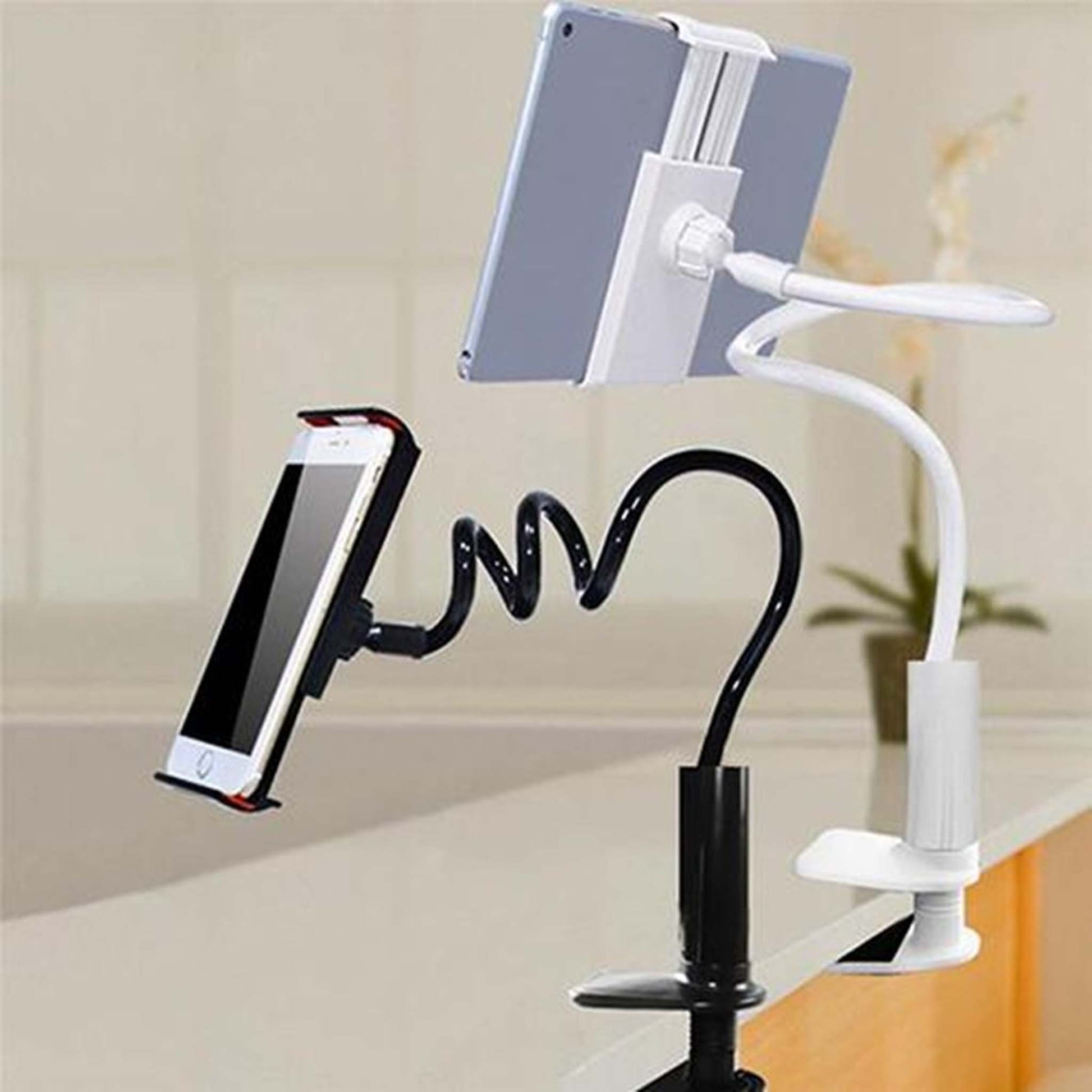 White and black Desk Clipping Mobile Phone Stand