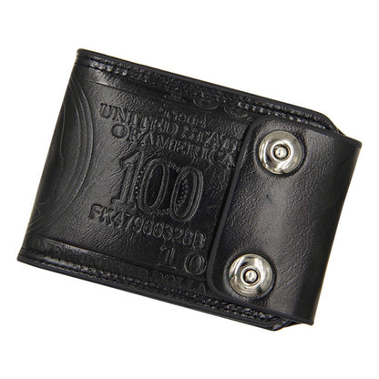 Leather wallet With hundred dollar bill engrave black