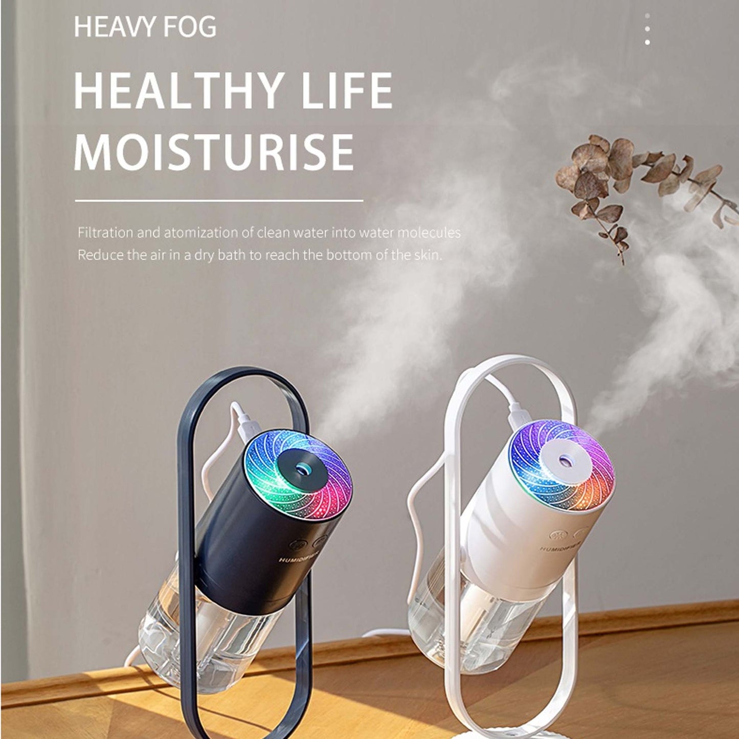 Air Humidifier With Projection Night Lights Magic Shadow USB